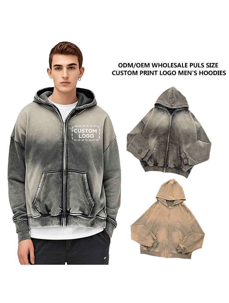 ODM&OEM Wholesale acid wash Custom Print logo Men's Hoodies