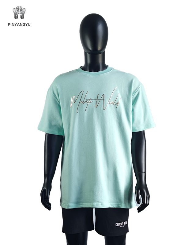 Wholesale Gold Silk Screen Printing Graphic logo Gold Foil Printing Plus Size T-shirts for Men