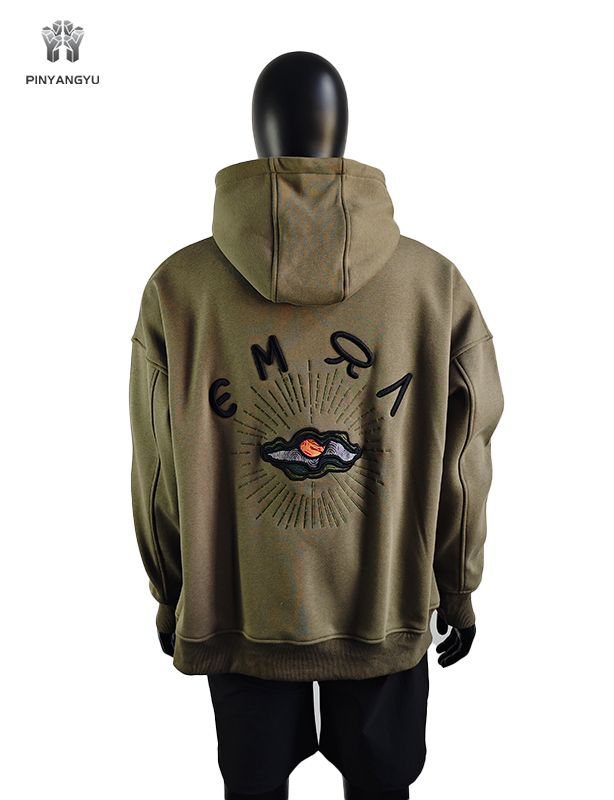 3D embroidery and plat embroidery hoodie