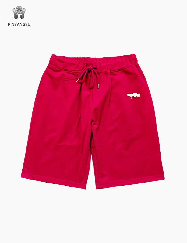 Unisex Stretch Drawstring Shorts in Red, Casual Lounge Sleepwear Athletic Running Shorts
