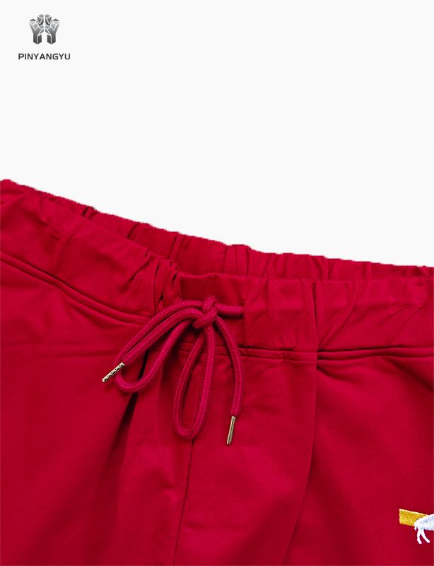 Unisex Stretch Drawstring Shorts in Red, Casual Lounge Sleepwear Athletic Running Shorts
