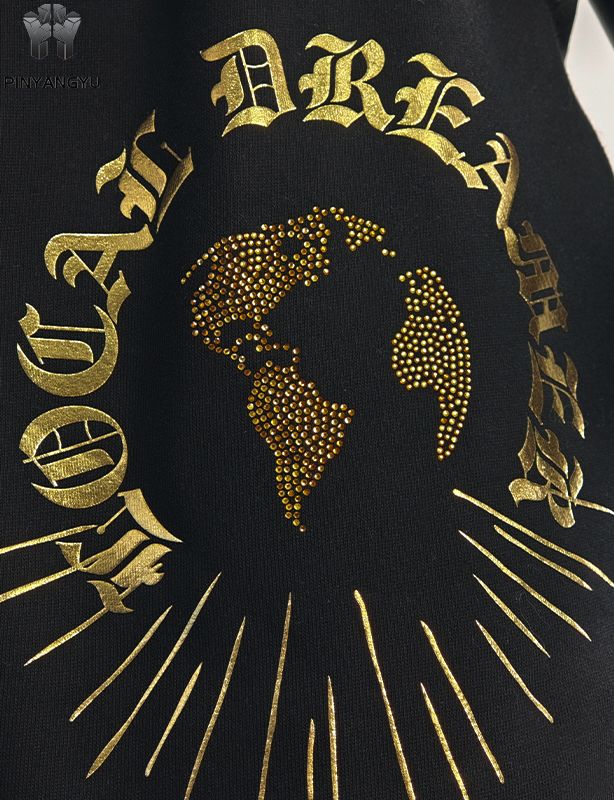 Rhinestone Design and Gold Stamping Design pants