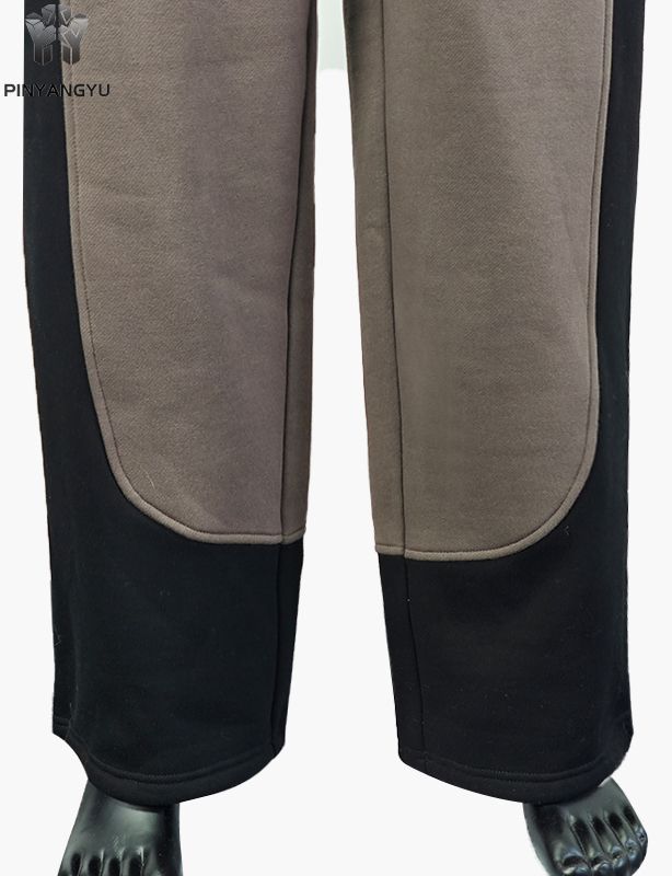 Spliced Fabric Style Sweatpants Embroidered Design
