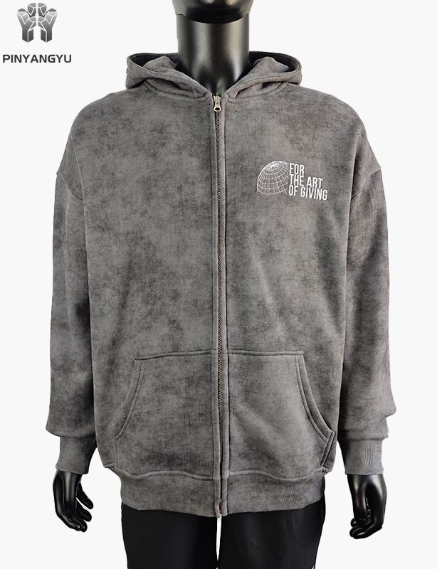 acidwash fabric and embroidery logo custom