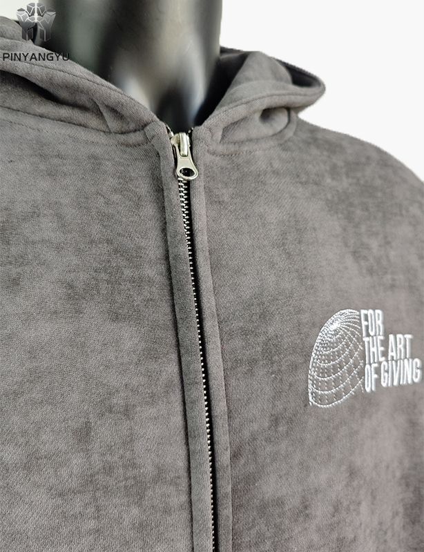 acidwash fabric and embroidery logo custom