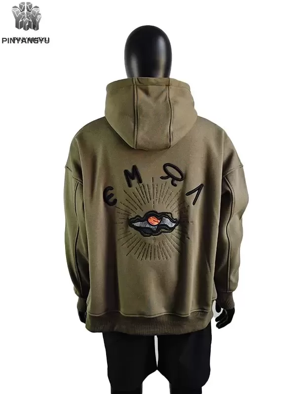 Flat thread embroidery hoodie