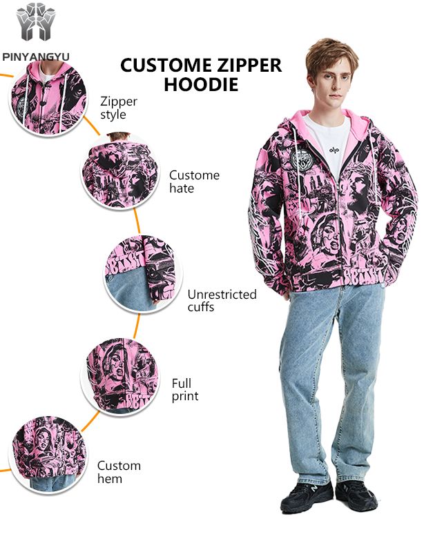 All Over Print Zip Up Hoodie - Custom Full Pattern Pullover