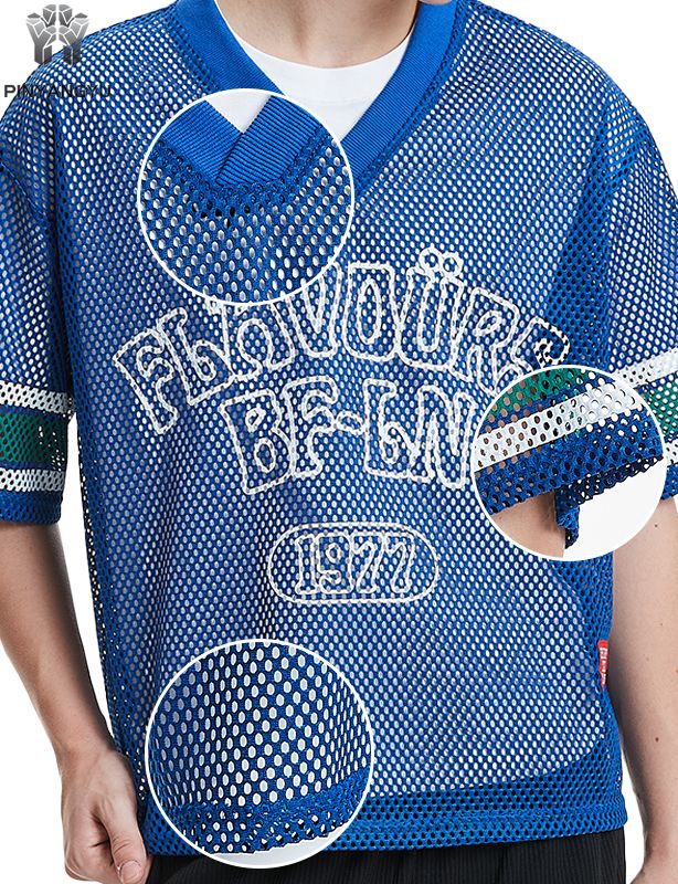 Custom Macro Mesh T-Shirt, Breathable Large Hole Mesh Tee for Sports & Summer