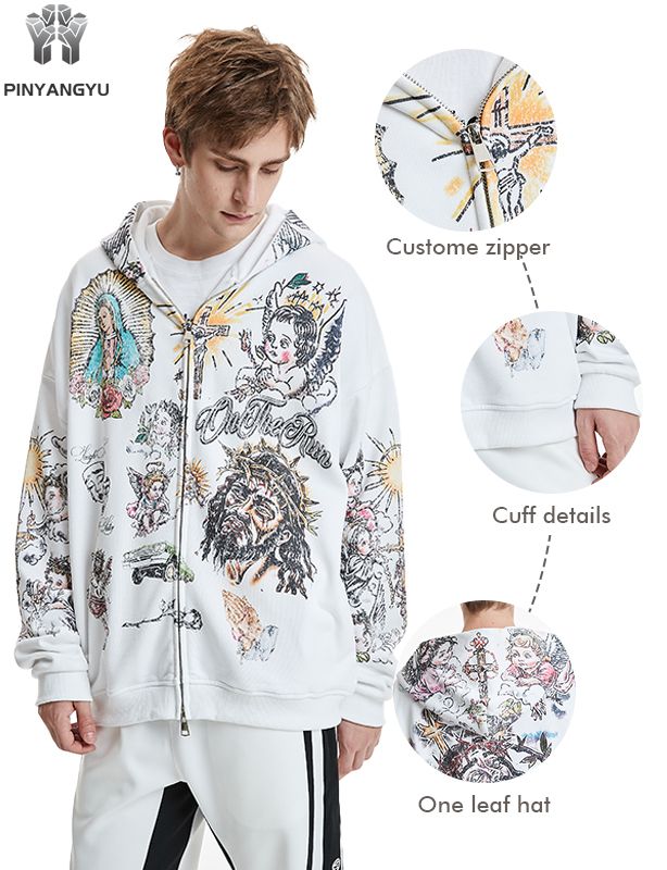 Screen Printed Zip Hoodie - Personalized Pullover with Your Design