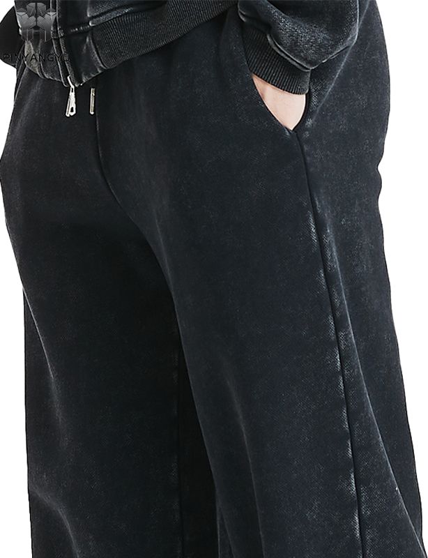 Acidwash French Terry Cotton Sweatpants Custom Logo Oversize Baggy Wide Leg