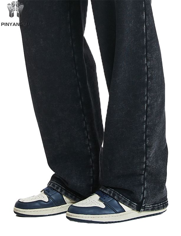 Acidwash French Terry Cotton Sweatpants Custom Logo Oversize Baggy Wide Leg