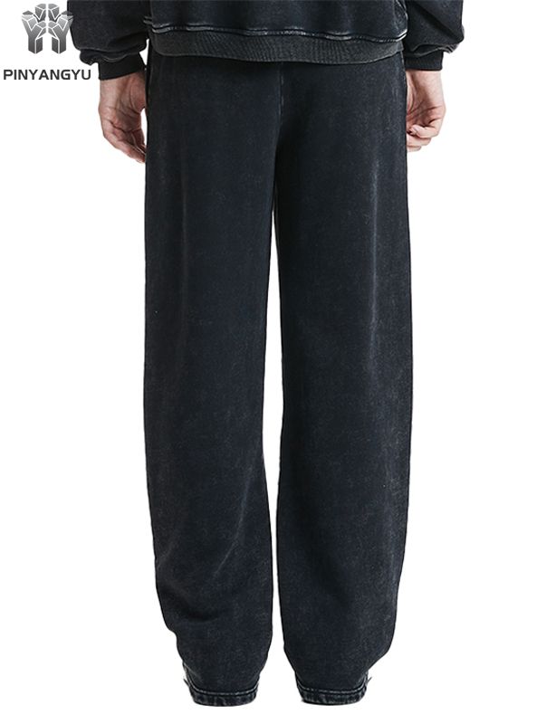 Acidwash French Terry Cotton Sweatpants Custom Logo Oversize Baggy Wide Leg