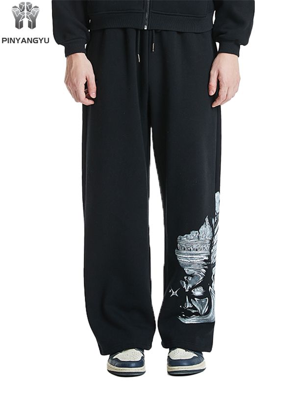 Breathable and loose straight leg pants with washing effect