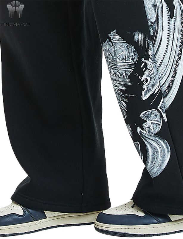 Breathable and loose straight leg pants with washing effect