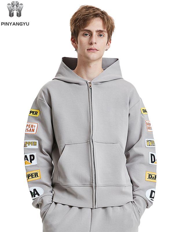 Men's/Women's Graphic Patchwork Embroidered Zip Hoodie | Streetwear Comfort