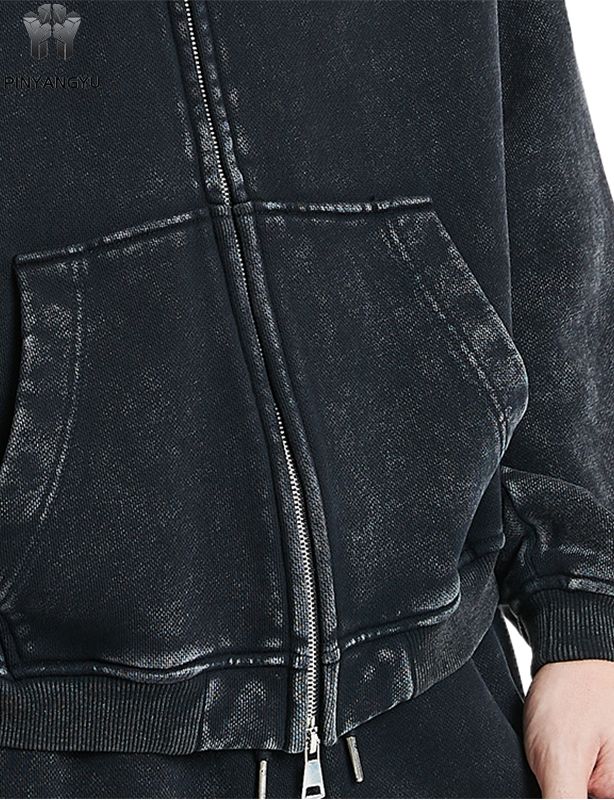 Premium Garment Washed Zip-Up Hoodie for Men | Eco-Friendly Organic Cotton Blend | Broken-In Feel and Vintage Fade for Everyday Luxury