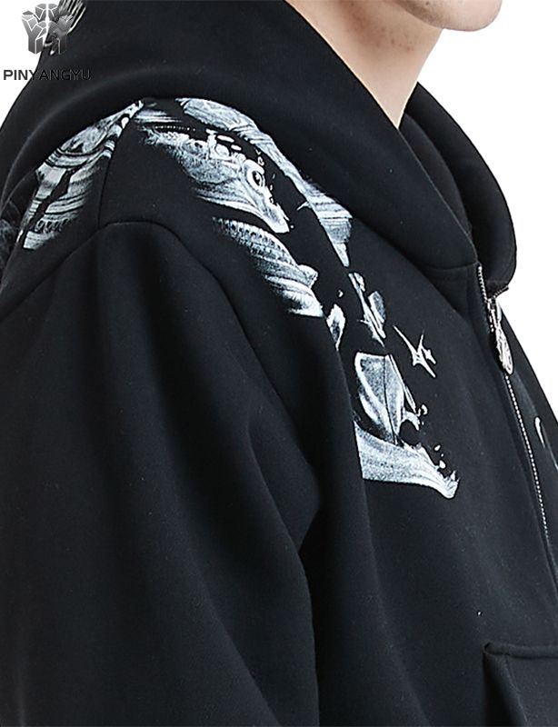 Customized printing process zipper hoodie for autumn and winter fashion and warmth