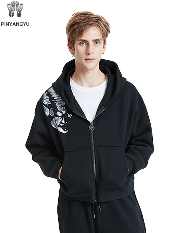 Customized printing process zipper hoodie for autumn and winter fashion and warmth