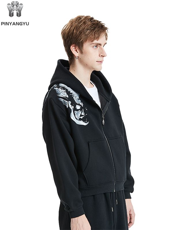 Customized printing process zipper hoodie for autumn and winter fashion and warmth