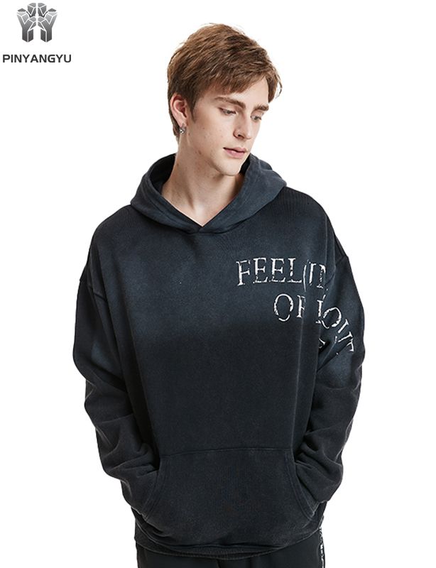 Black wash effect hoodie, optional fabric and pattern
