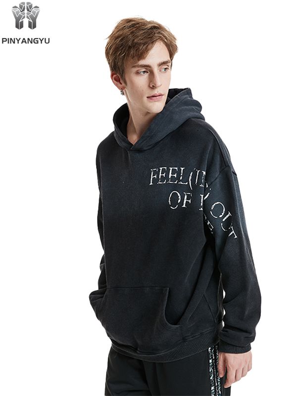 Black wash effect hoodie, optional fabric and pattern