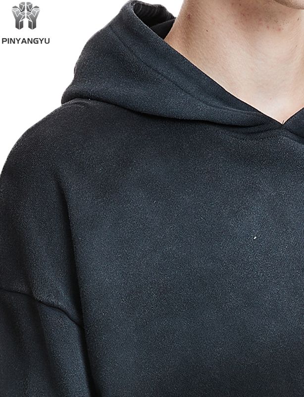 Black wash effect hoodie, optional fabric and pattern