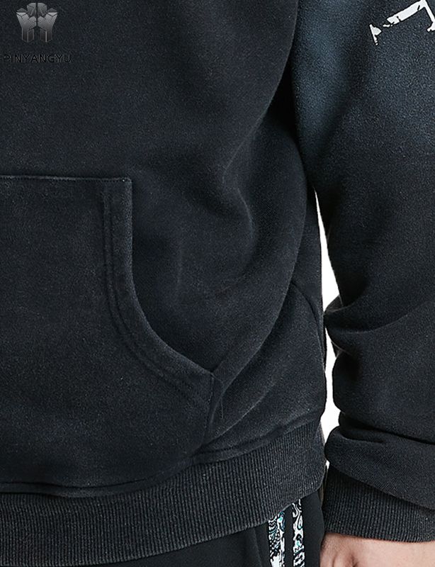 Black wash effect hoodie, optional fabric and pattern