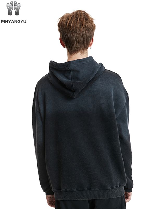 Black wash effect hoodie, optional fabric and pattern