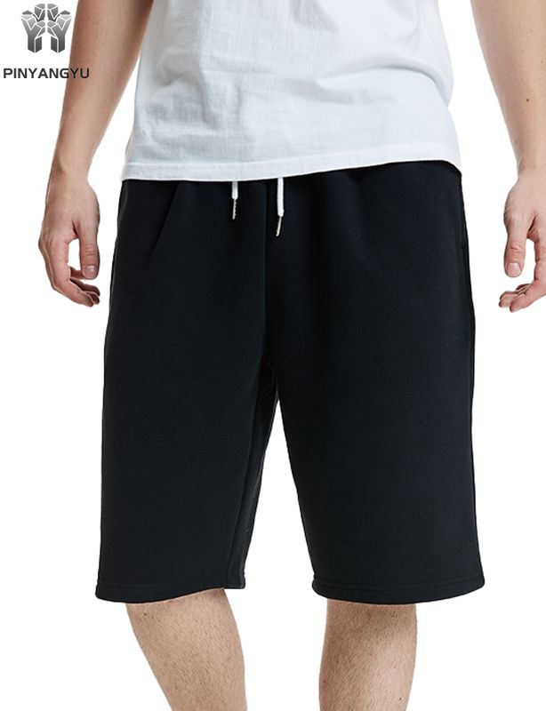 Black summer sports elastic custom shorts, loose and breathable