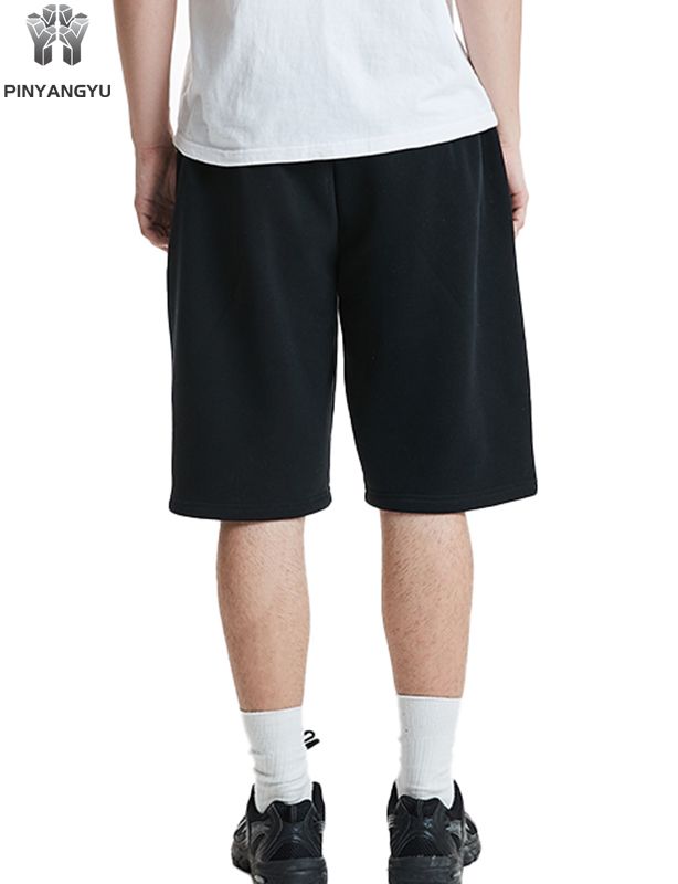 Black summer sports elastic custom shorts, loose and breathable