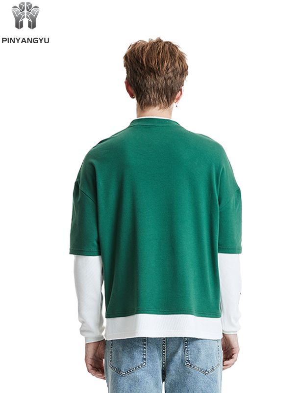 Sleeve Panel Pullover Sweatshirt - Contrast Mock Neck Unisex Top