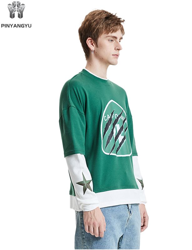 Sleeve Panel Pullover Sweatshirt - Contrast Mock Neck Unisex Top