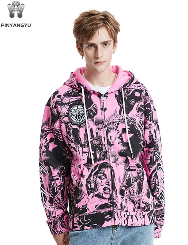 All Over Print Zip Up Hoodie - Custom Full Pattern Pullover