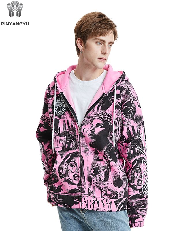 All Over Print Zip Up Hoodie - Custom Full Pattern Pullover