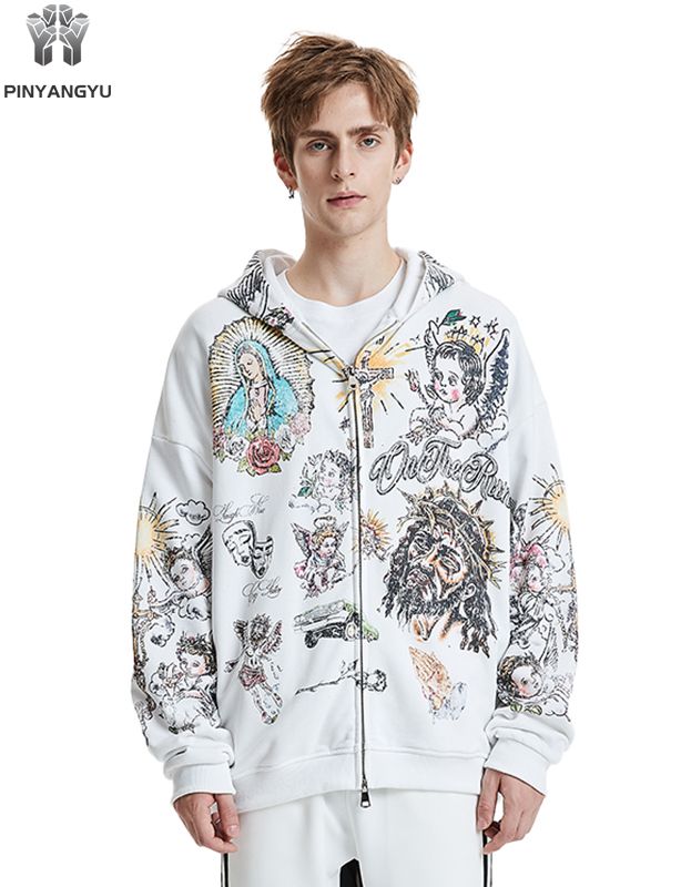 Screen Printed Zip Hoodie - Personalized Pullover with Your Design
