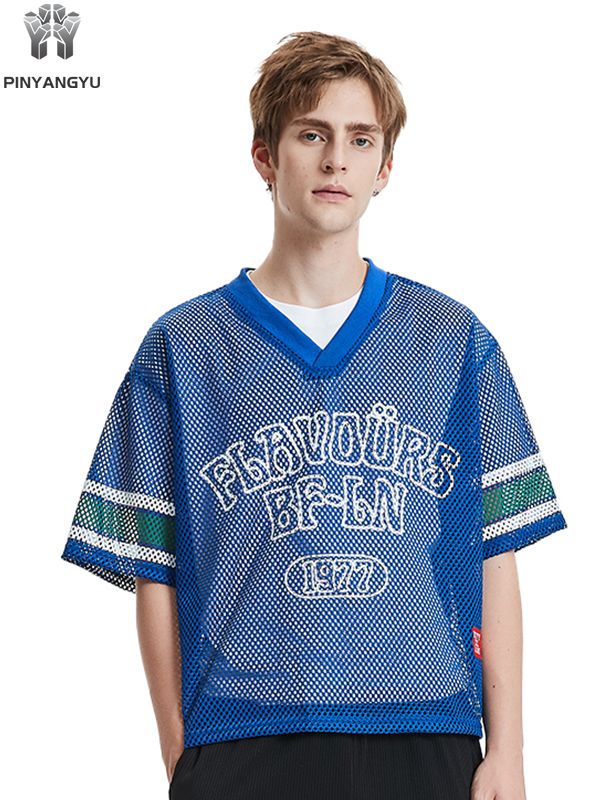 Custom Macro Mesh T-Shirt, Breathable Large Hole Mesh Tee for Sports & Summer