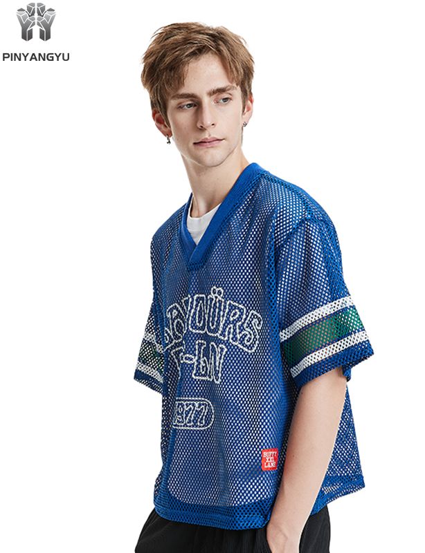 Custom Macro Mesh T-Shirt, Breathable Large Hole Mesh Tee for Sports & Summer