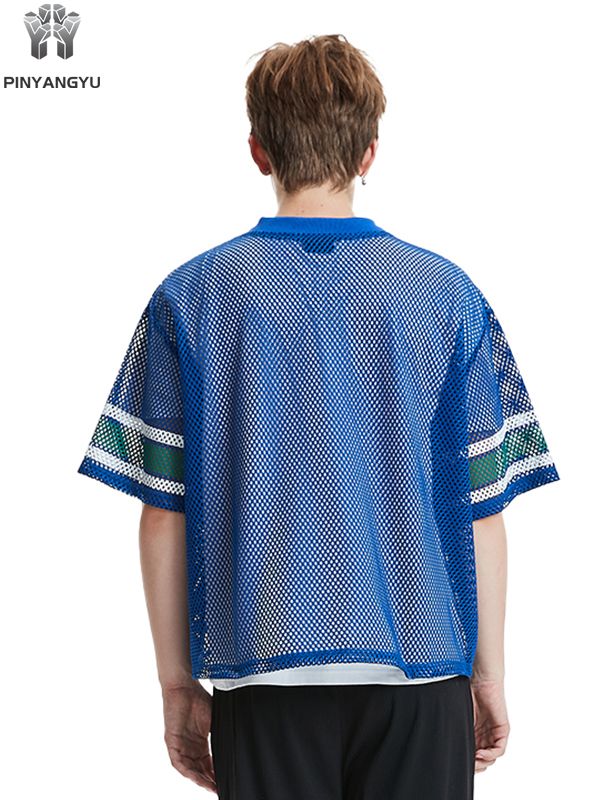 Custom Macro Mesh T-Shirt, Breathable Large Hole Mesh Tee for Sports & Summer