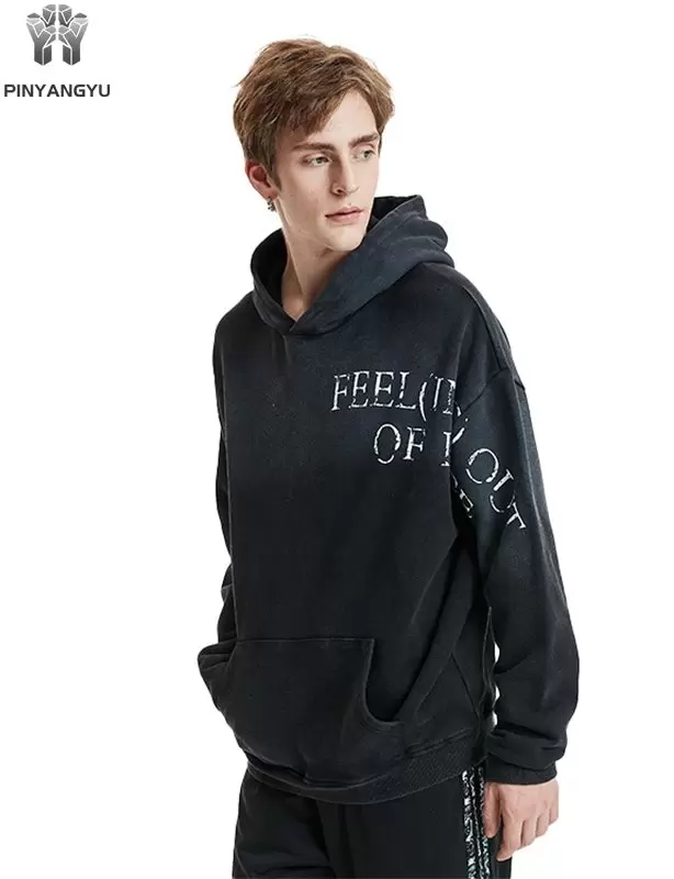 Black wash effect hoodie