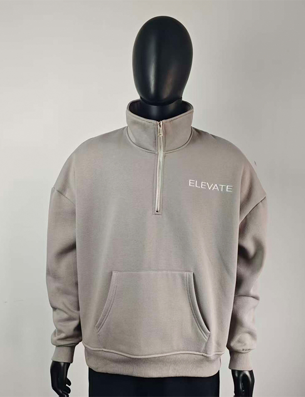 High Quality Custom Logo Women's Crew Neck Terry Long Hoodies 100% Cotton Half Zip Pullover Sweatshirt Made China OEM