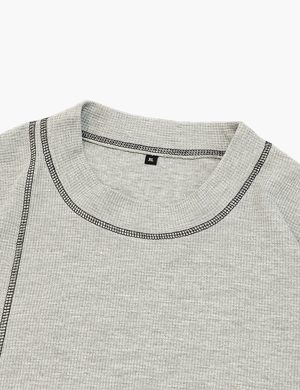 OEM Custom Streetwear Tshirts Waffled Long Sleeve Shirt Manufacturer Crop Box Fit Oversize Thermal for Men