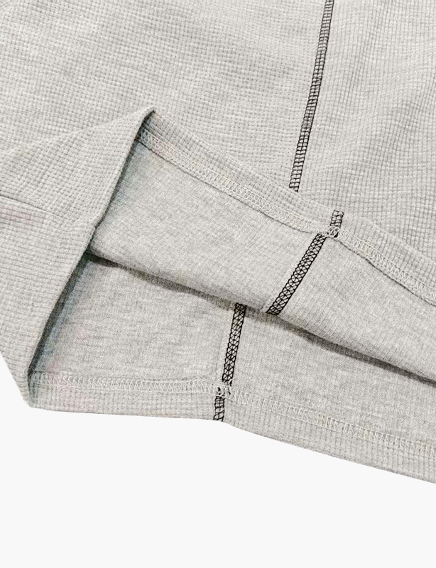 OEM Custom Streetwear Tshirts Waffled Long Sleeve Shirt Manufacturer Crop Box Fit Oversize Thermal for Men