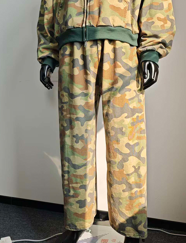 Custom Boxy Vintage Zipper Jackets Streetwear Cropped Heavyweight Oversized Manufacturers All Over Printing Camo Zip up Hoodie