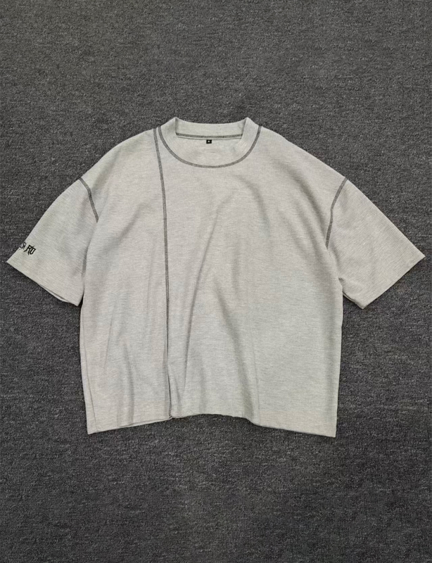 OEM Oversized Men's Waffle Knit Tee - Soft Breathable T-Shirt for Relaxed Daily Wear
