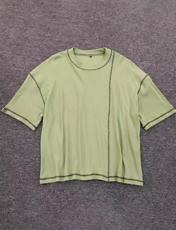 OEM Oversized Men's Waffle Knit Tee - Soft Breathable T-Shirt for Relaxed Daily Wear