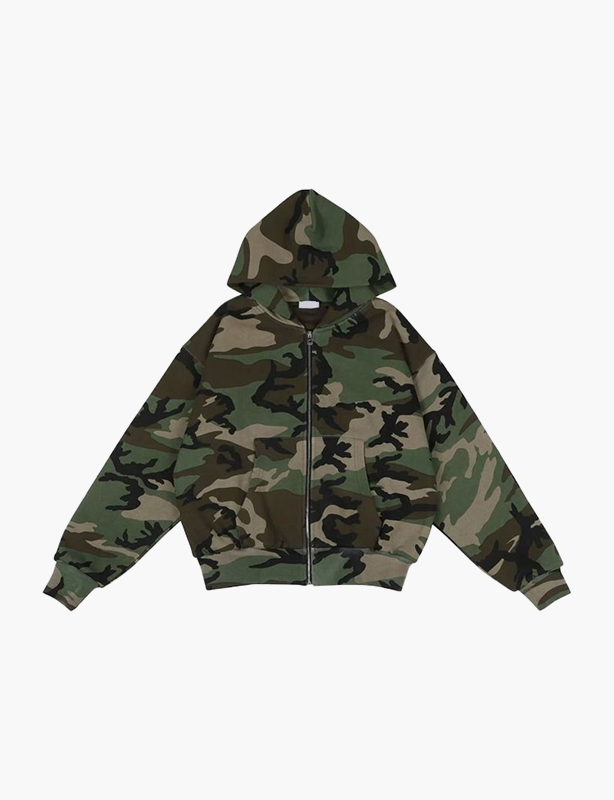 Unisex Custom Camouflage Series Two Piece Tracksuit Personalized Logo Printed Camo Long Sleeve Top and Elastic Waist Pants Casual Streetwear Matching Outfit for Men and Women