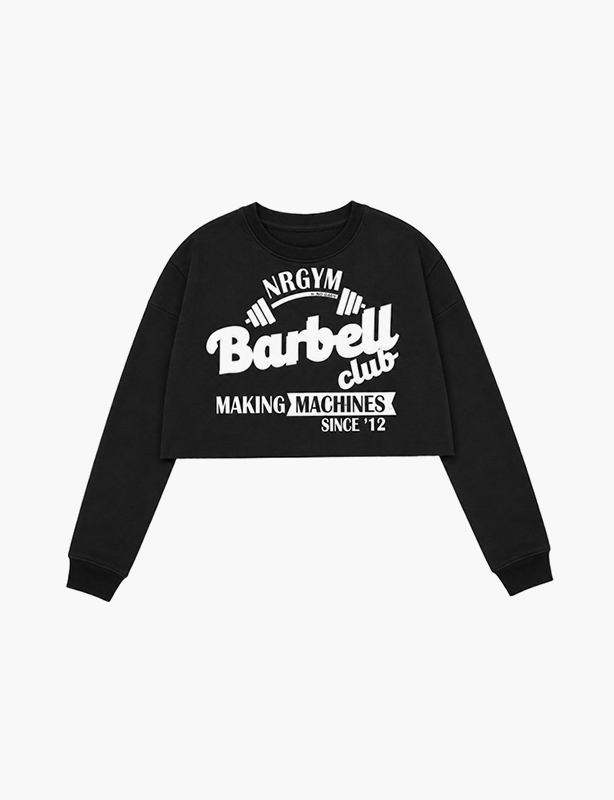 Cropped Custom Crewneck Sweatshirts &ndash; Trendy High-Hem Long-Sleeve Design In Premium Pure Cotton, Perfect For Layering Or Standalone Streetwear Style