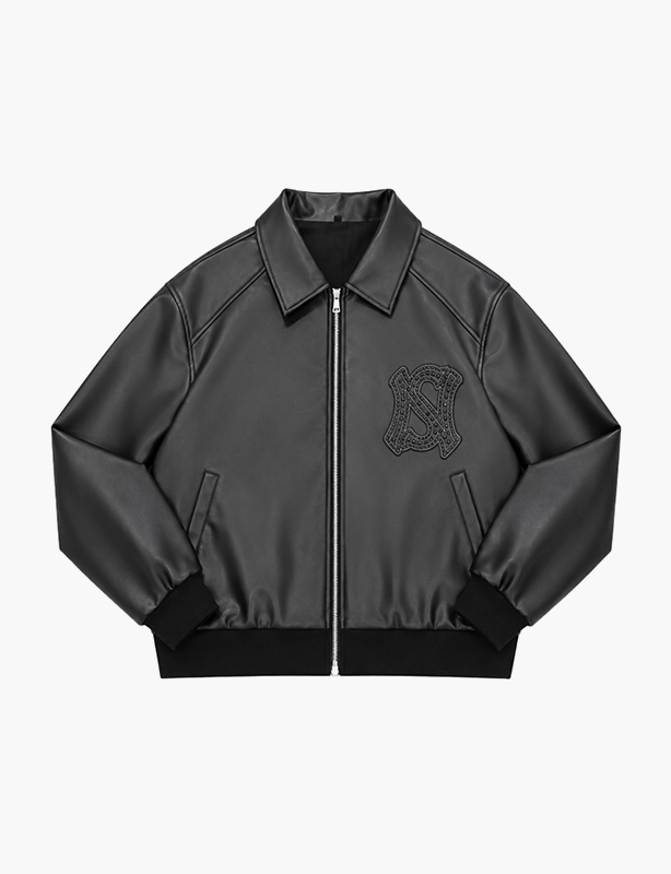Custom Leather Rhinestone zipper-Sweatshirt &ndash; Where Edge Meets Glamour