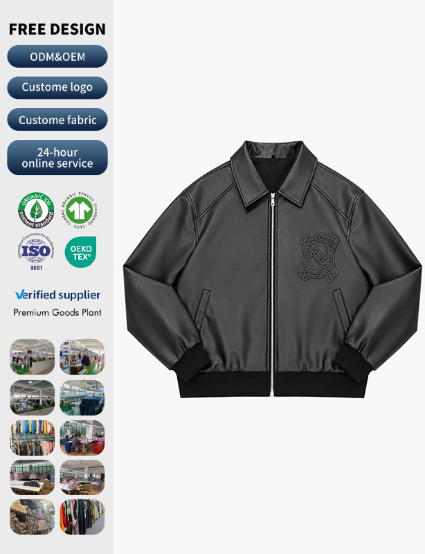 Custom Leather Rhinestone zipper-Sweatshirt &ndash; Where Edge Meets Glamour