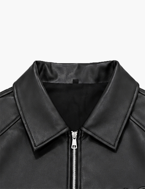 Custom Leather Rhinestone zipper-Sweatshirt &ndash; Where Edge Meets Glamour